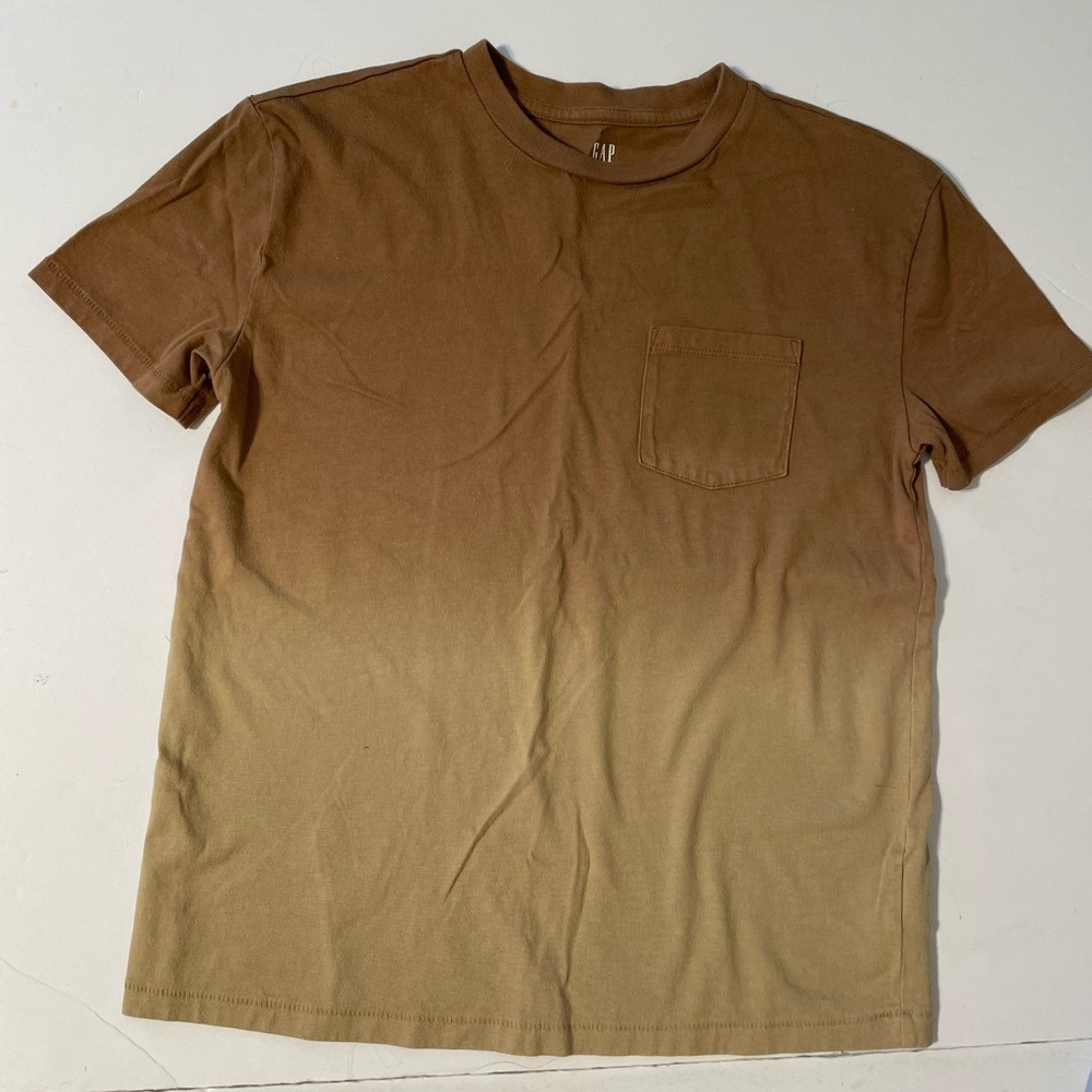 Boys Gap Teen Short Sleeve Organic Cotton Pocket Brown T-Shirt Medium (8)